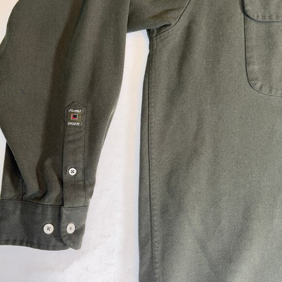 FUBU The Collection Sport Button Down Shirt Men's XL Green Heavy Polynosic Blend - Picture 8 of 13